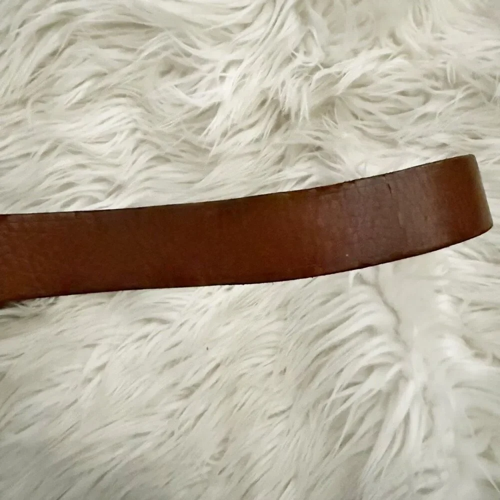 CARHARTT | Vintage Leather Distressed Brown Belt Metal Buckle‎ | Length: 40.5